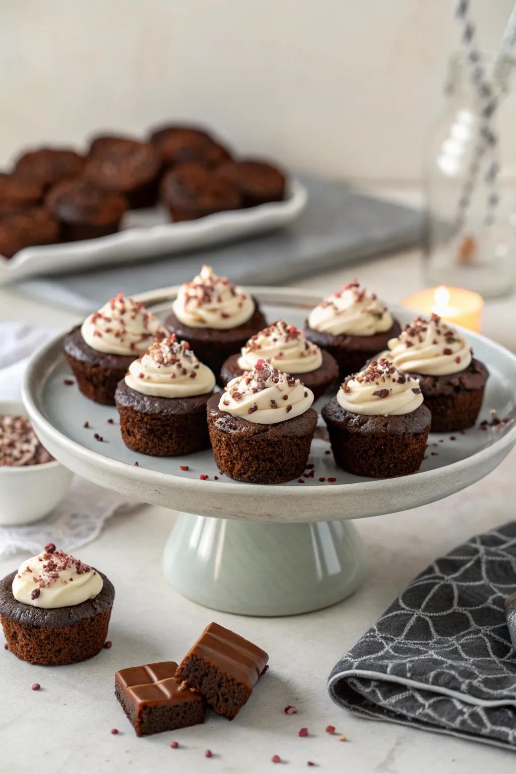 Indulgent mini brownie bites offering a rich and delicious treat.