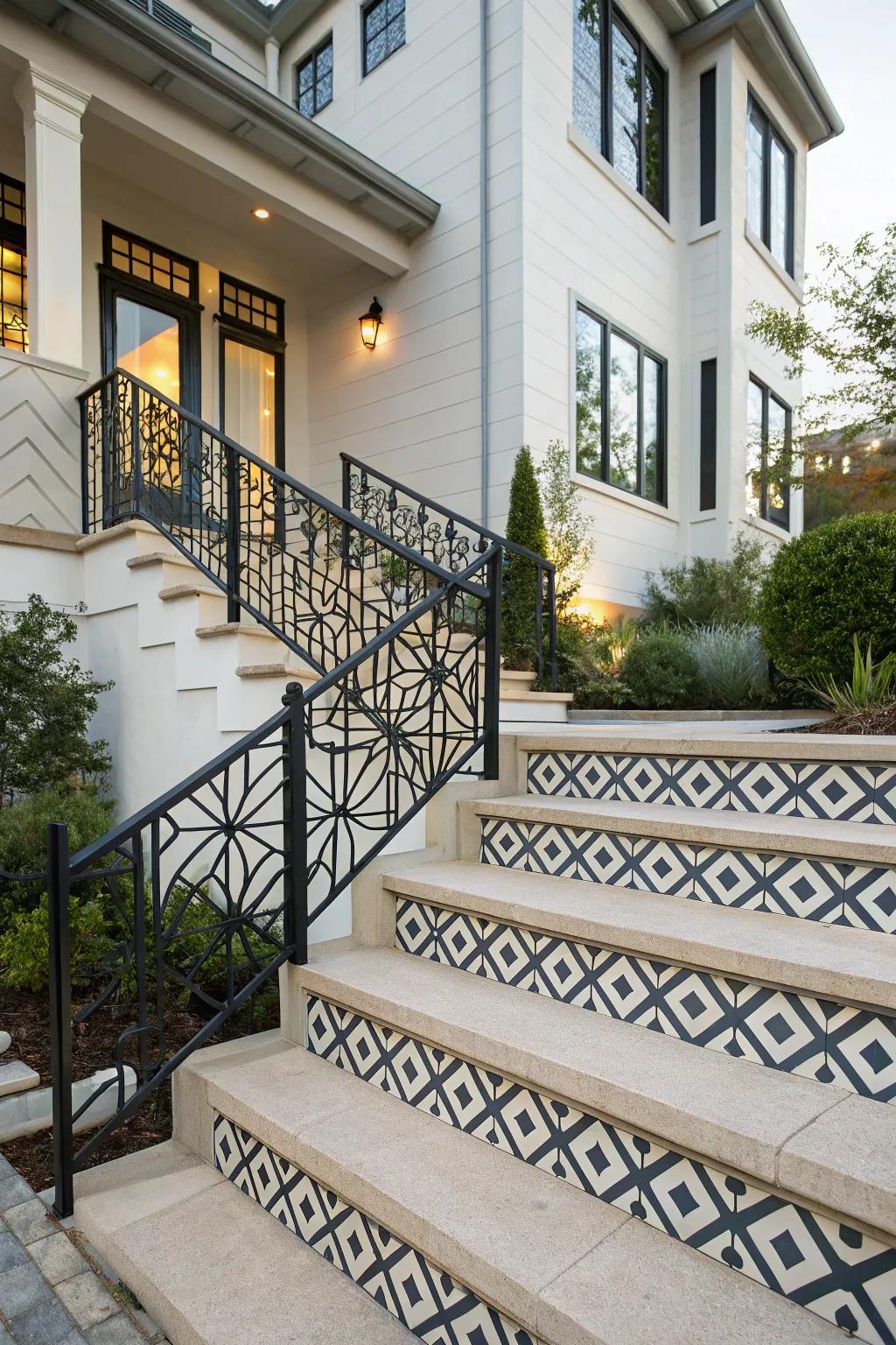 Geometric patterns add a contemporary edge to handrail design.