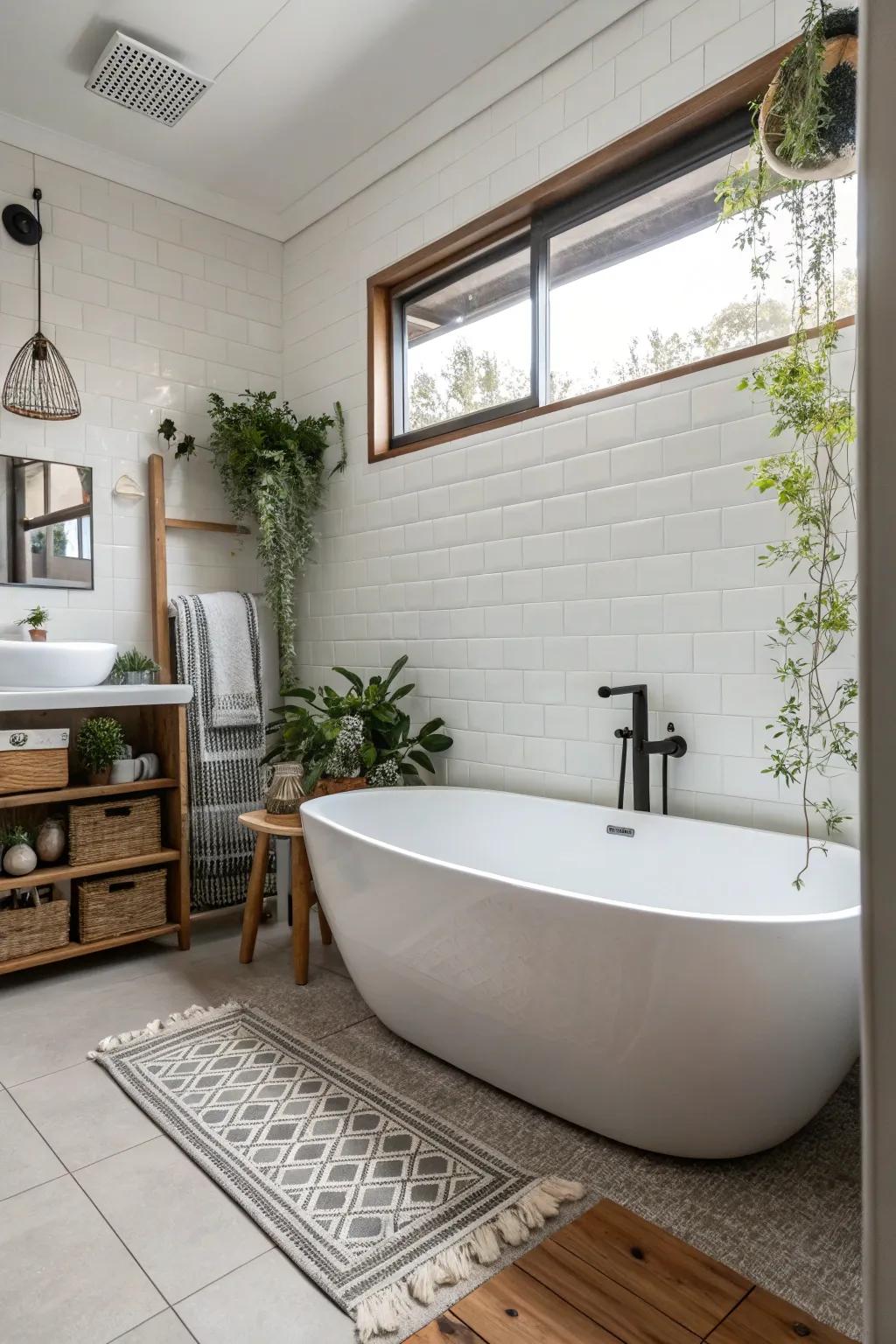 Freestanding baths bring a touch of luxury to compact spaces.