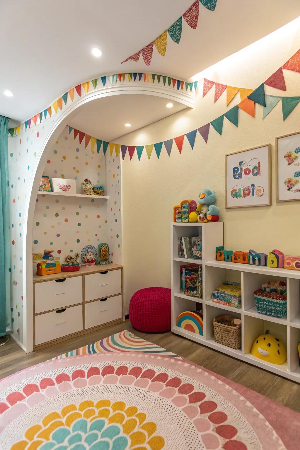 Whimsical curved features introduce playful charm