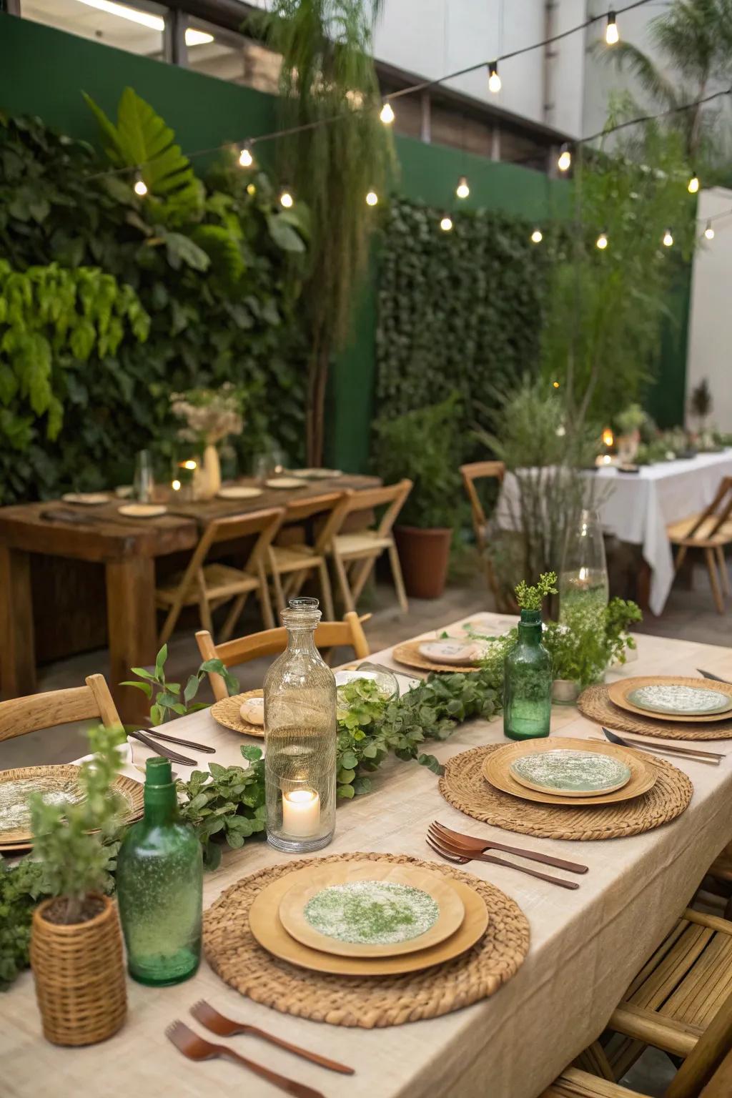 Eco-conscious decor choices complementing the celebration’s theme.