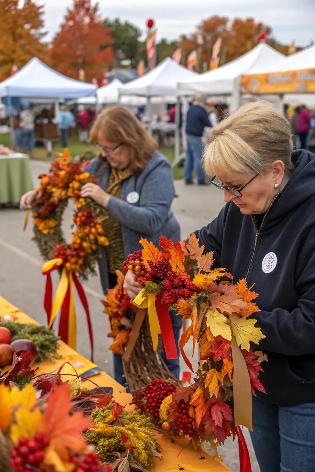 Creating beautiful autumn wreaths as festival keepsakes