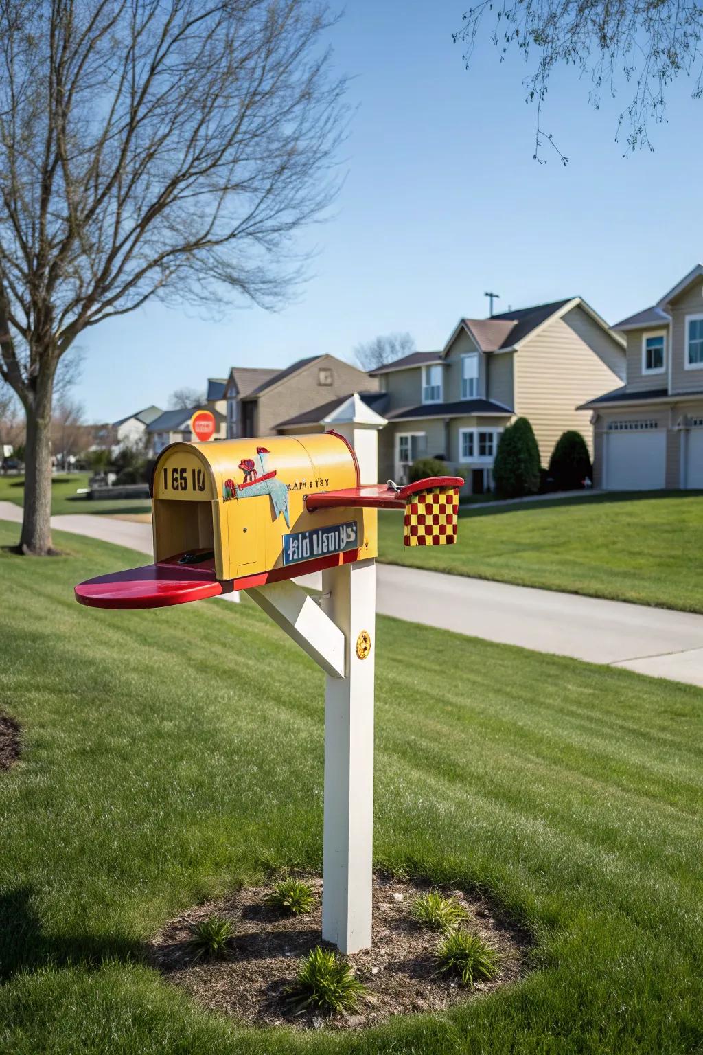 An airplane mailbox that's ready for takeoff with style.