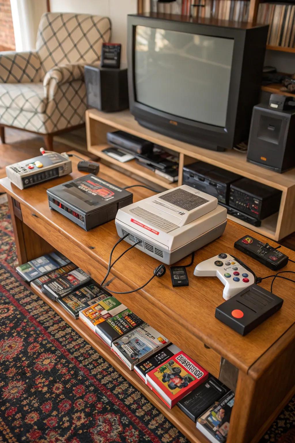 A retro gaming corner celebrates the history of gaming.