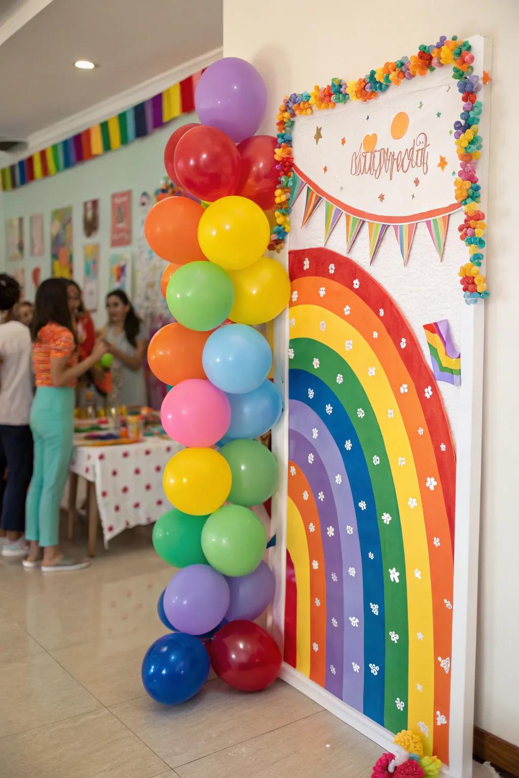 A joyful rainbow-themed birthday board that radiates happiness.