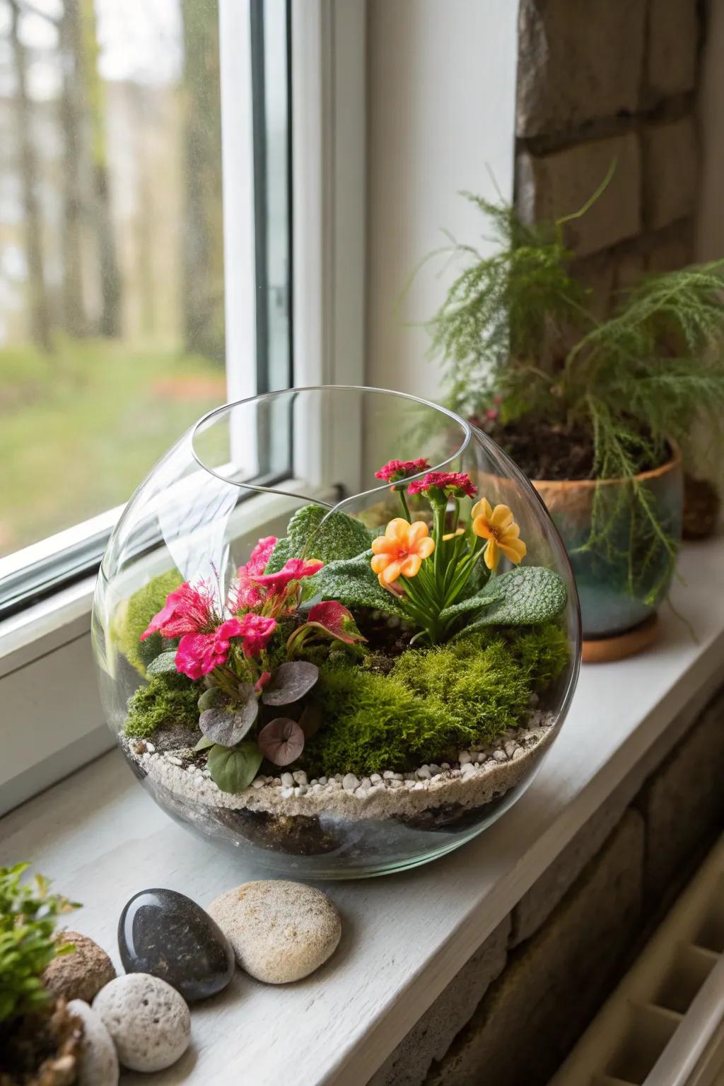A glass garden carries a piece of the outside inside your home.