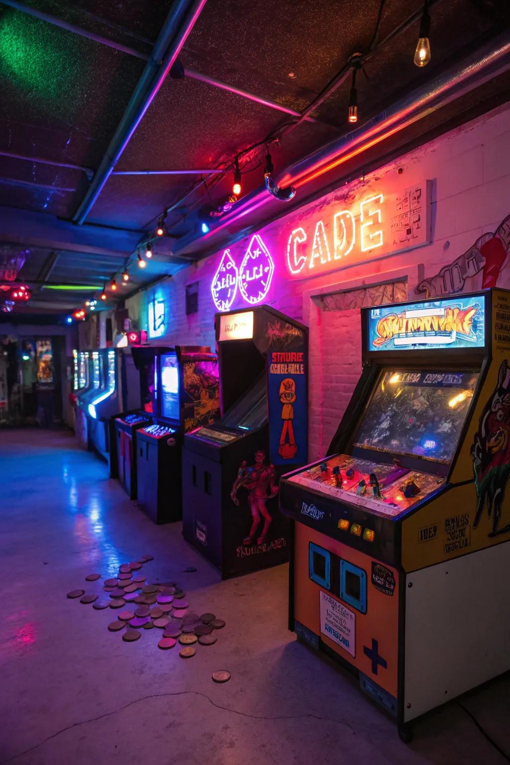 Step back in time with a retro arcade game room.