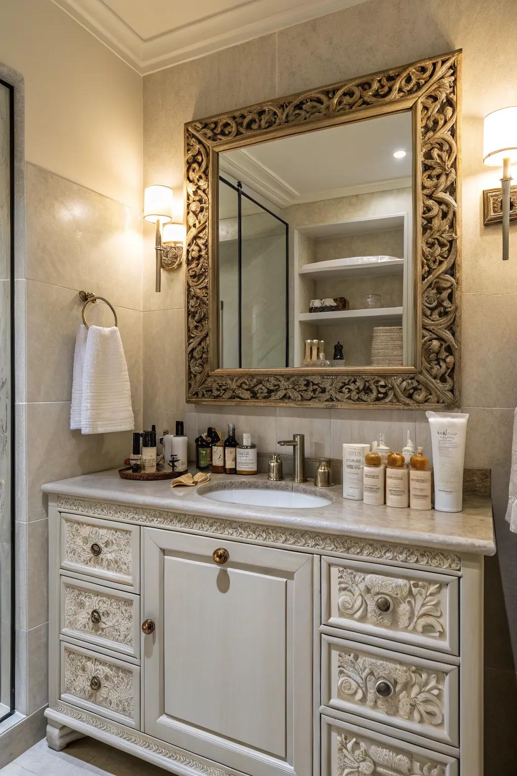 A stylish mirror can be the centerpiece of your bathroom decor.