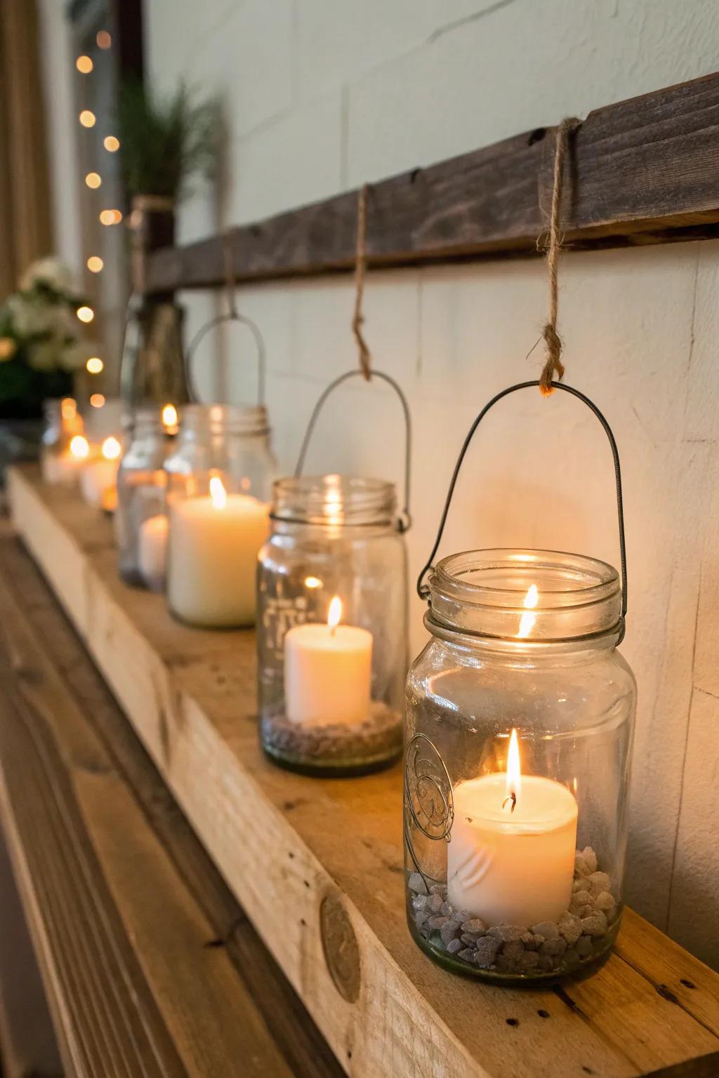 Set a magical mood with glass jar lanterns.