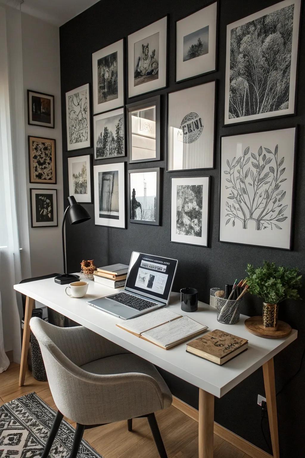 Transform your wall into a personal art gallery with black and white prints.