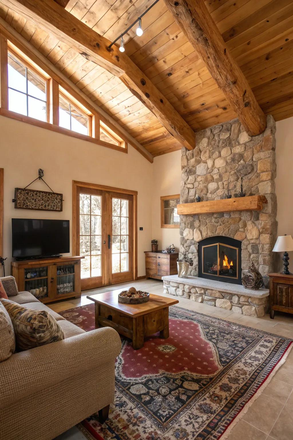 Add warmth and character with exposed wooden beams.