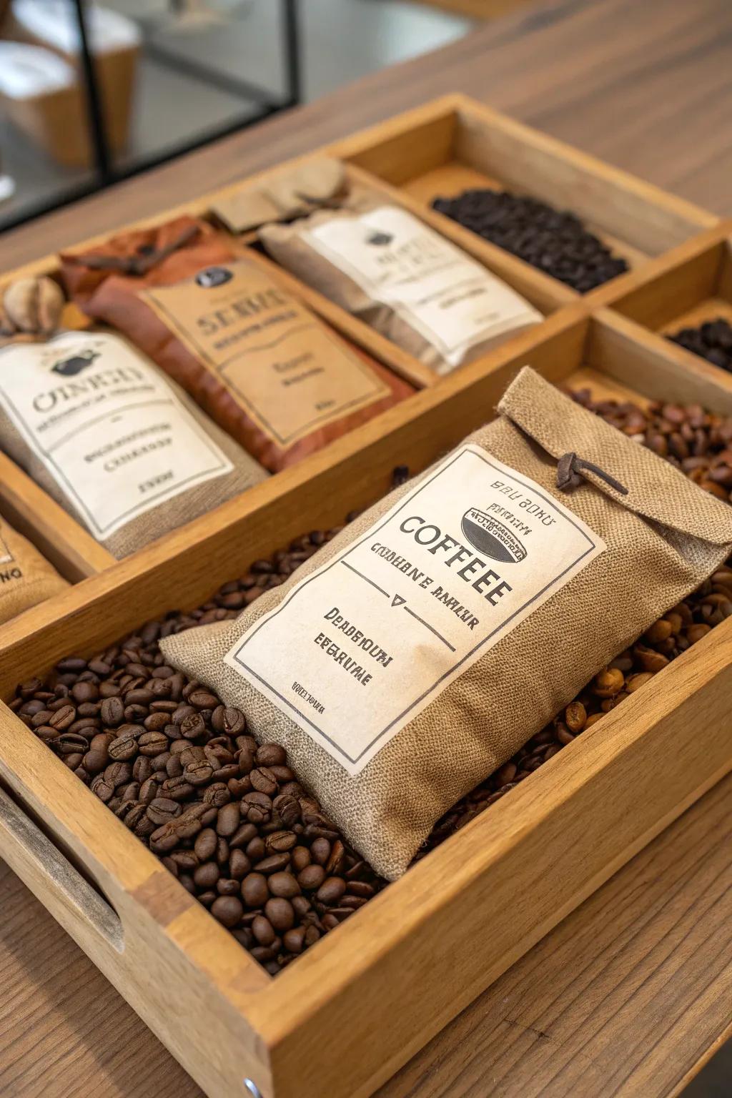 Discover different flavors with a choice of upscale coffee beans.