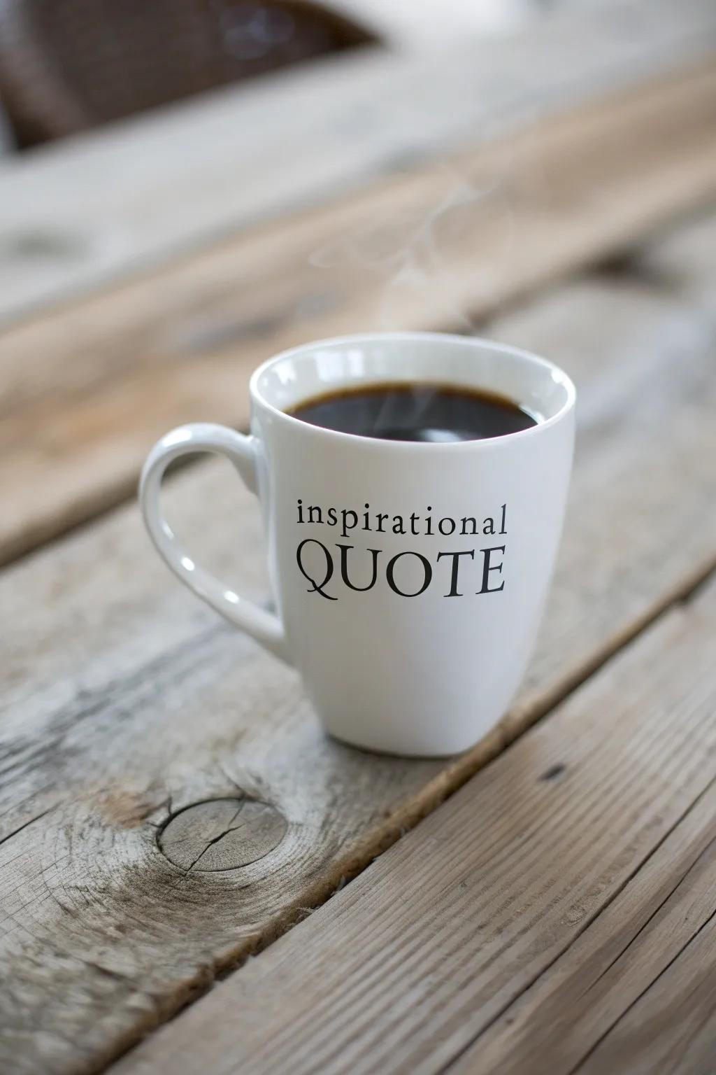 Start your day inspired with coffee cups featuring motivational quotes.