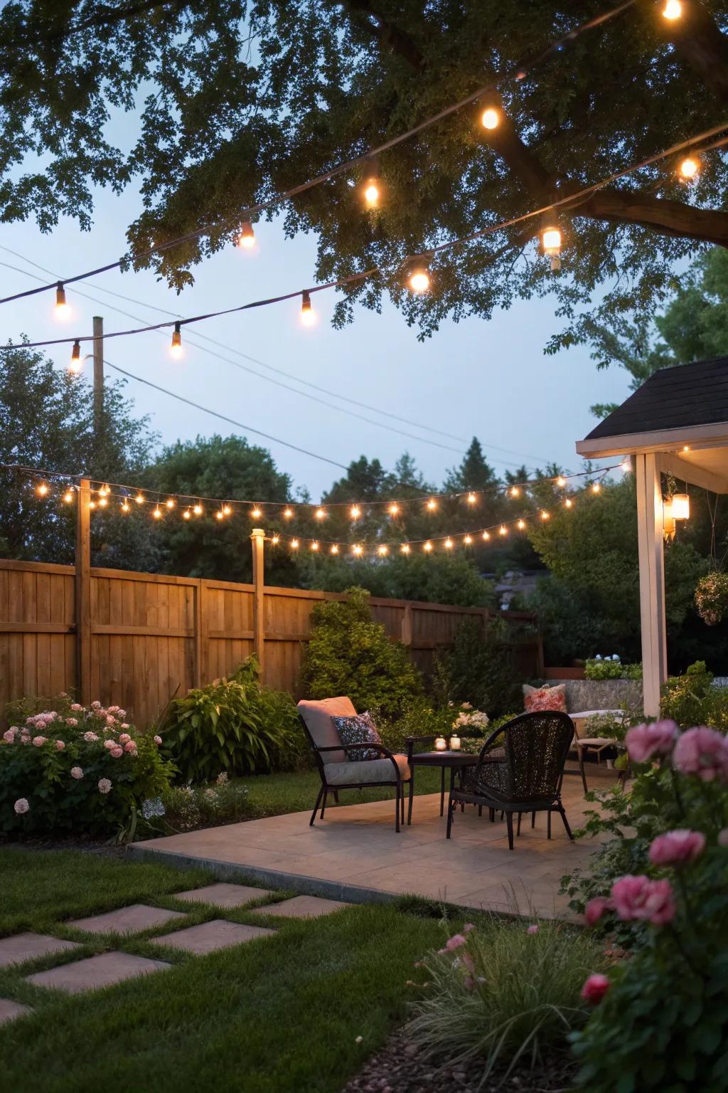 String lights add a magical touch to any backyard.