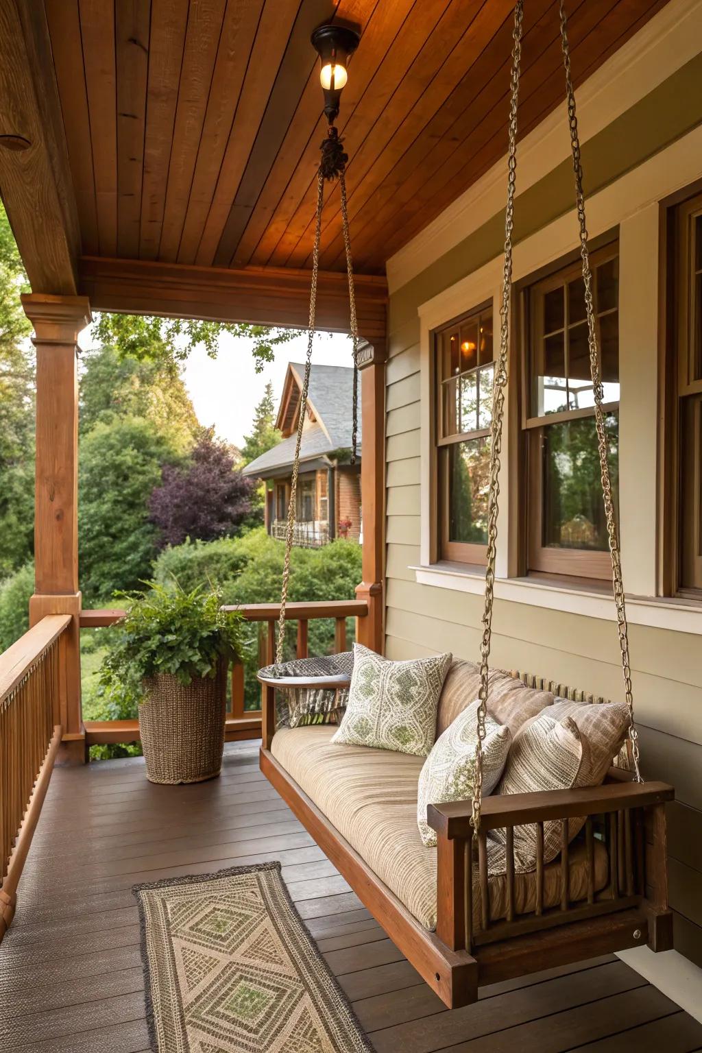 A swinging addition for a relaxing porch experience.