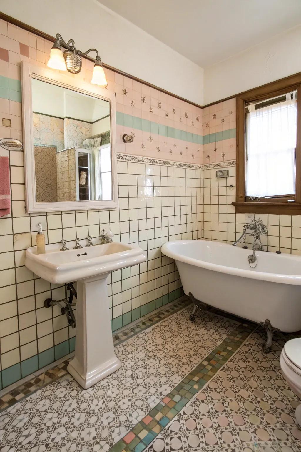 A delightful vintage bathroom with a comfortably nostalgic feel.