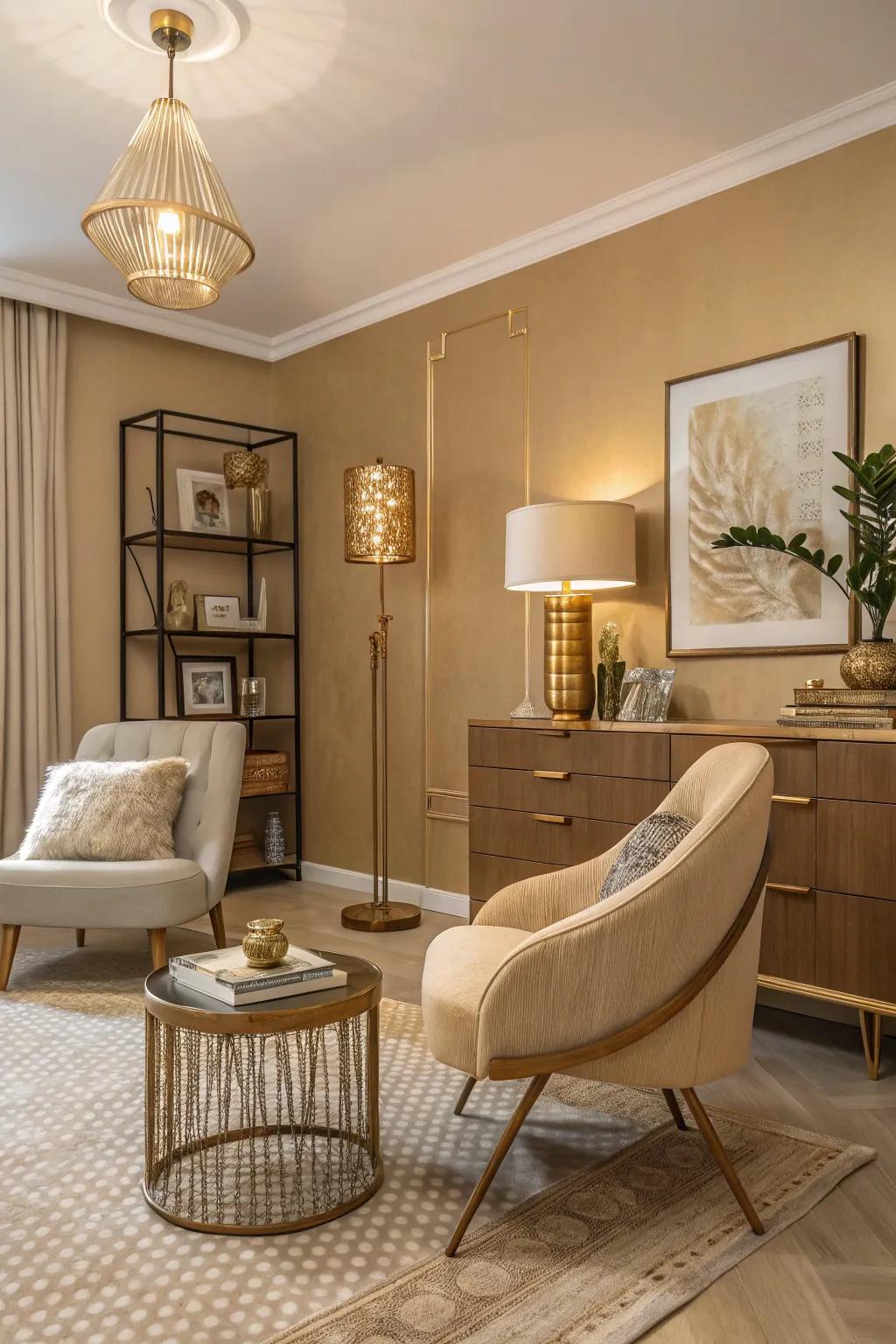 Warm neutral tones create a serene environment.