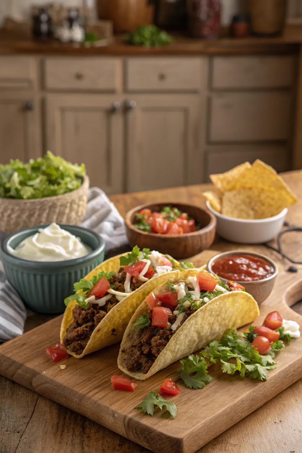 Quick and delicious beef tacos ready to enjoy.