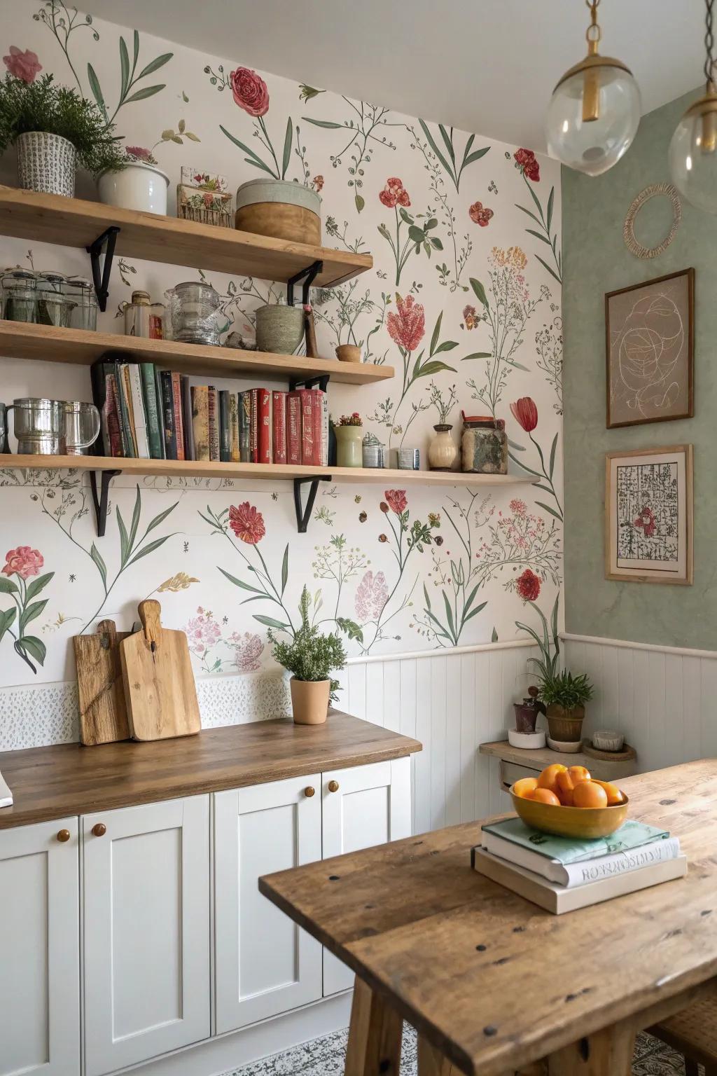 Peel and stick wallpaper adds charm with minimal effort.