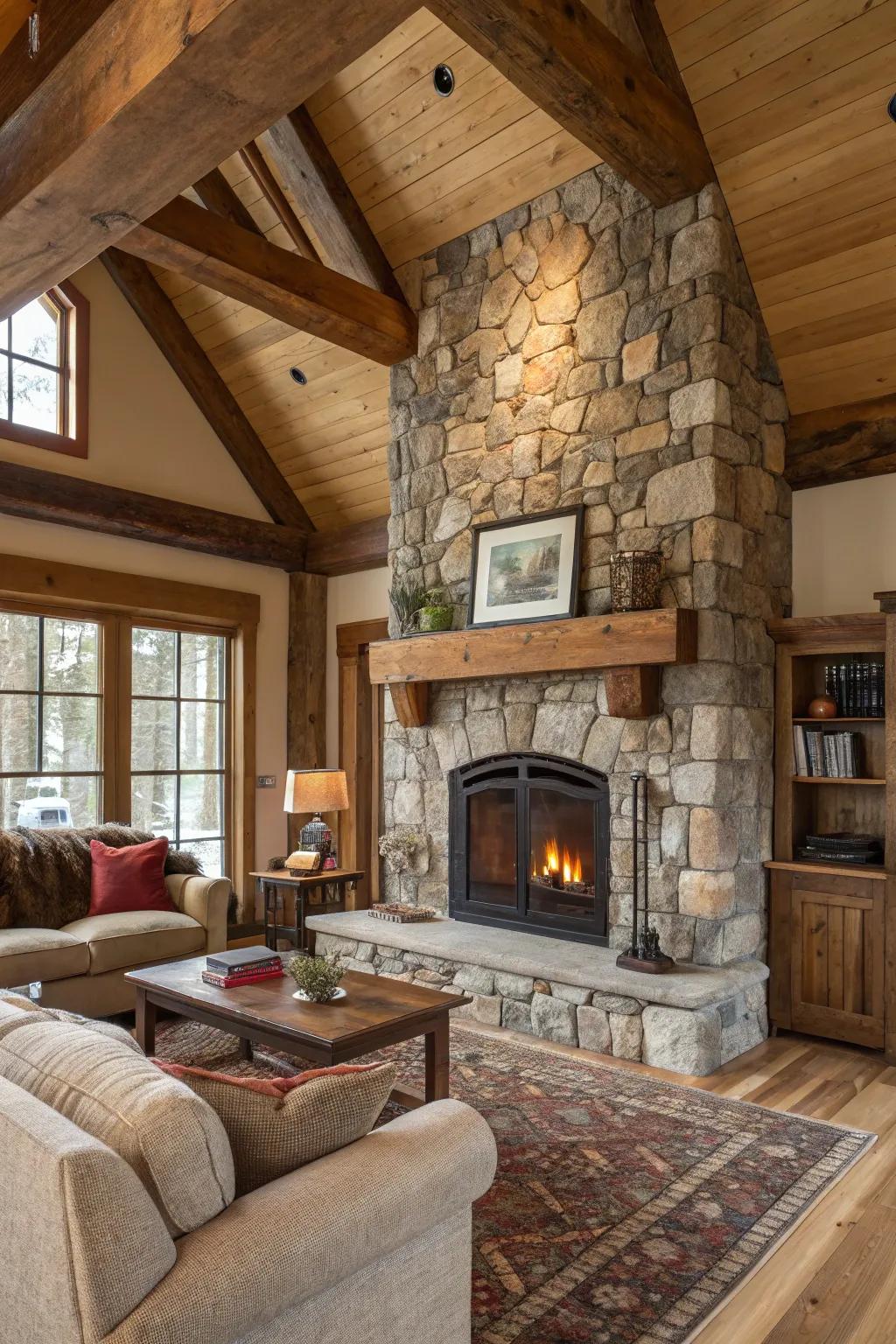 A rustic stone setting that brings the warmth of the countryside indoors.