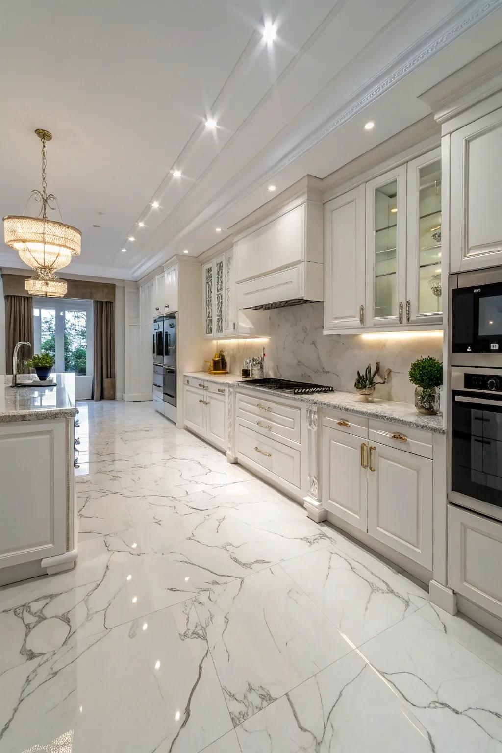 Achieve a classic look with epoxy floors that mimic the elegance of marble.