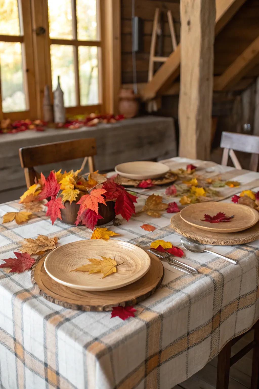 A cozy harvest-themed table setting perfect for fall gatherings