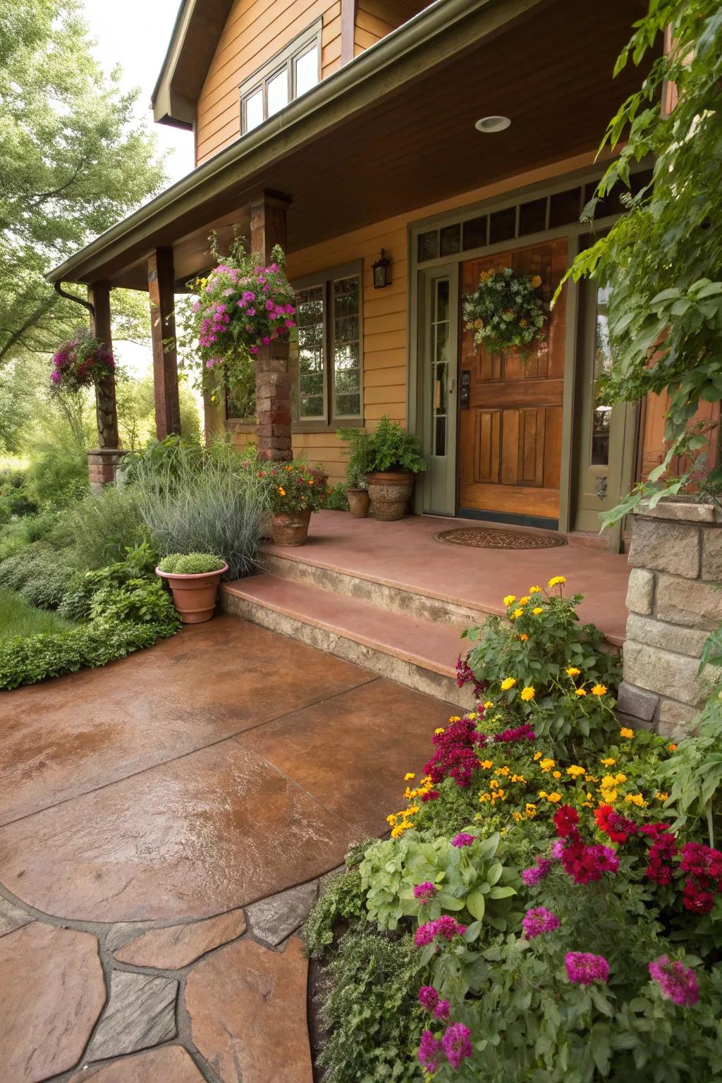 Stained concrete adds warmth and vibrancy.