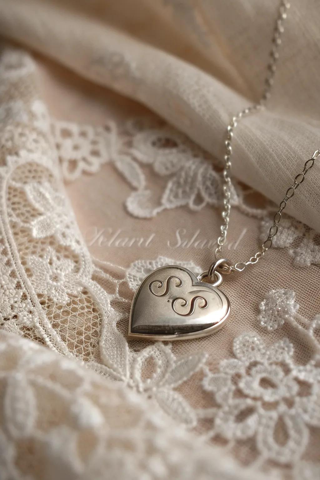 A heart-shaped pendant necklace, symbolizing everlasting love.