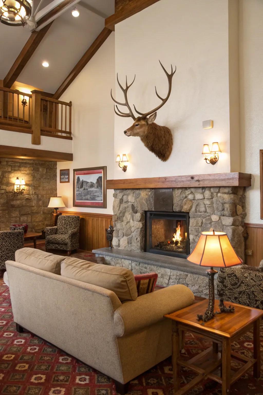 Embrace animal mounts to introduce a bold focal point within your space.