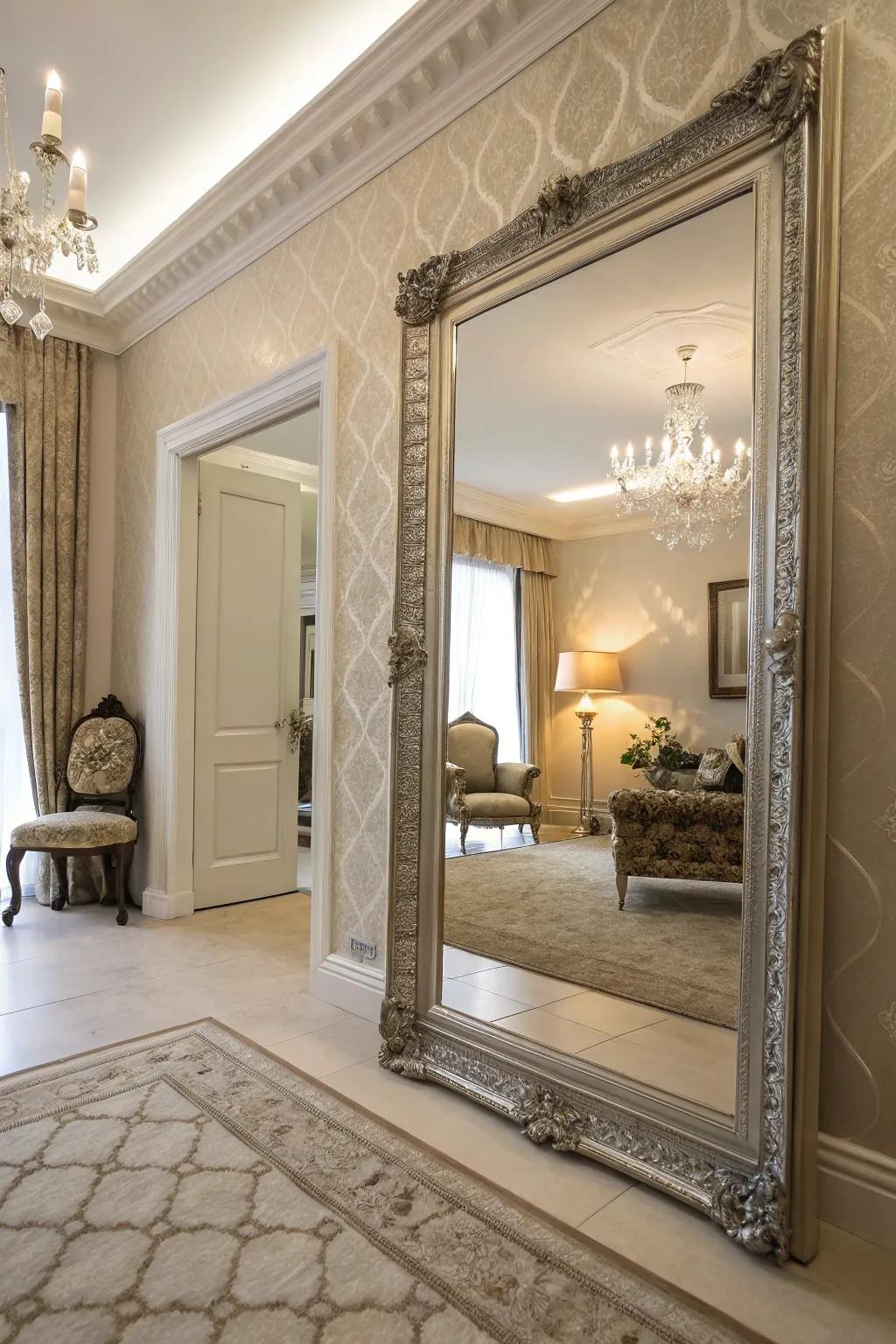 Large mirrors not only decorate but also expand and brighten any room.