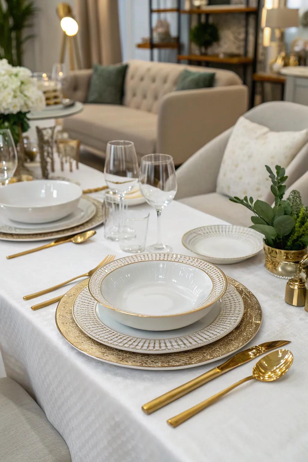 A luxurious table setting that sets the tone for an elegant celebration.