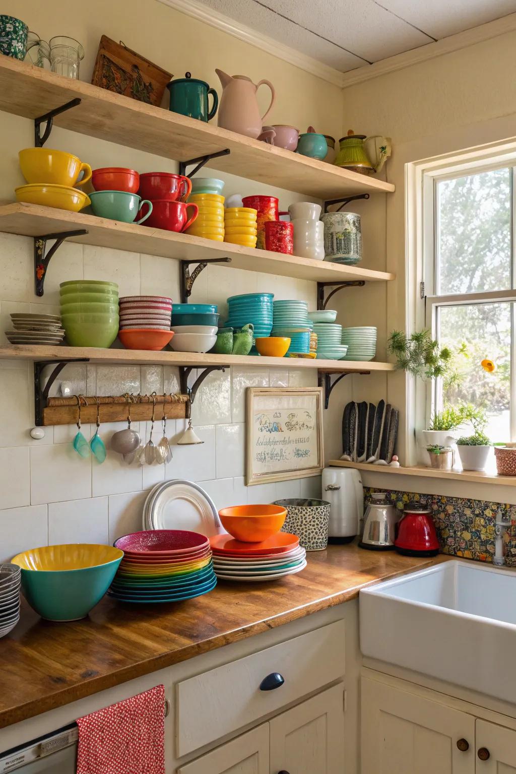 Display shelving infuses both beauty and practicality into your cooking space.