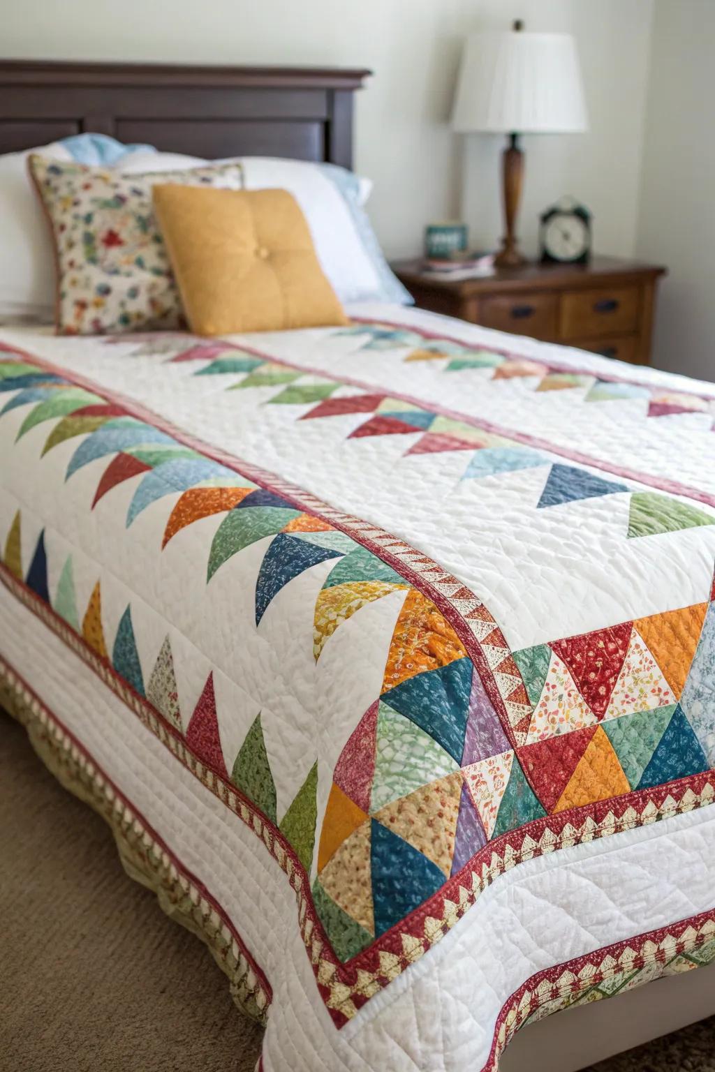 Prairie points create a delightful three-dimensional effect on quilt edges.