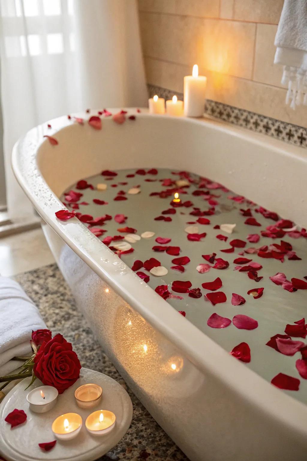 Rose petals add a timeless romantic flair to your bath.