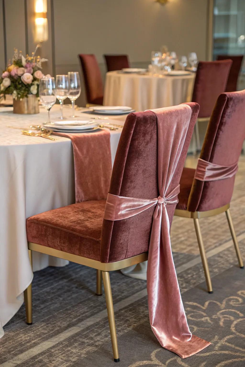 Delicate textiles give both comfort and sophistication to your love-themed table setting.