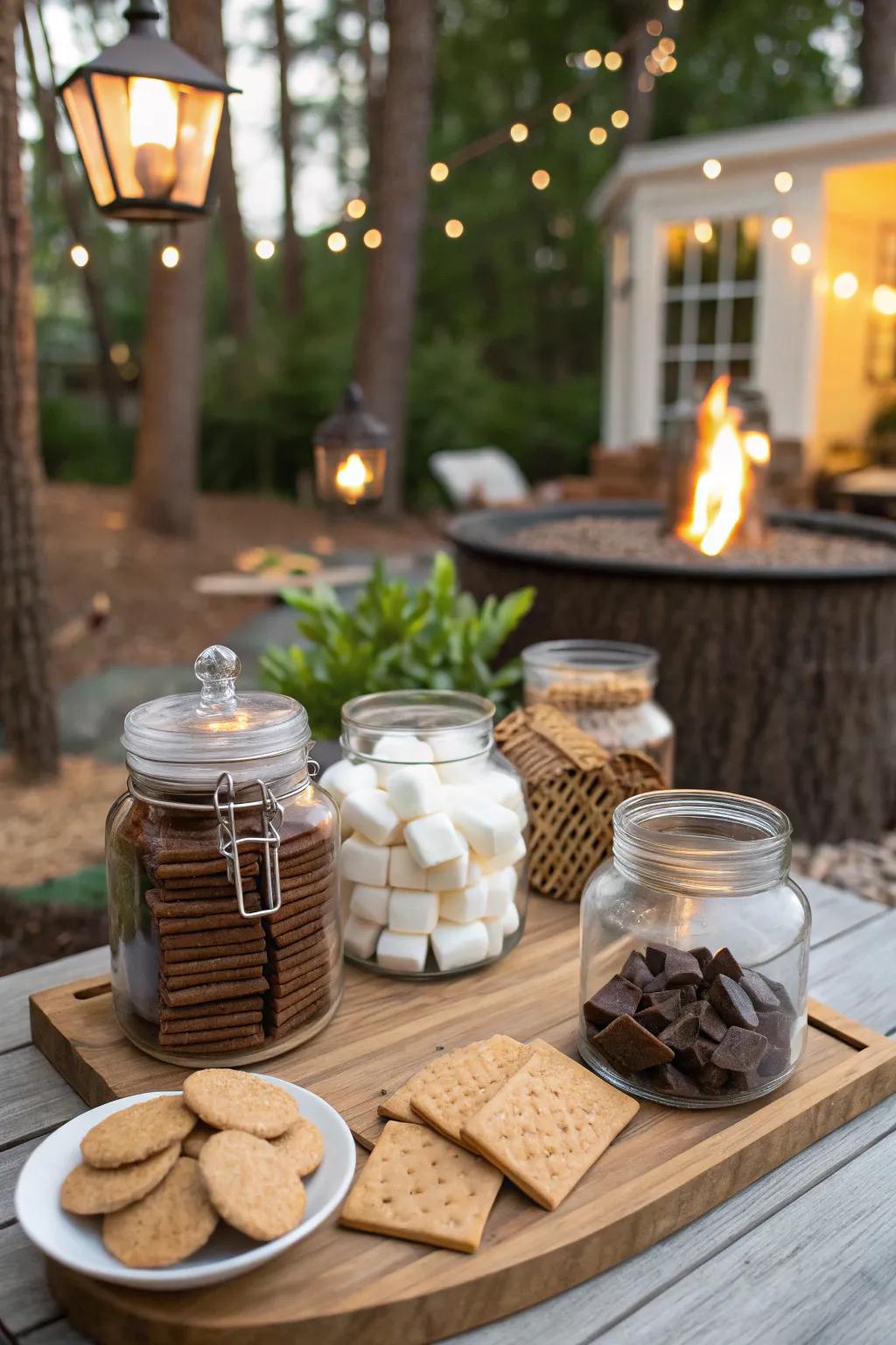 A delightful DIY s'mores station offering a taste of nostalgia.