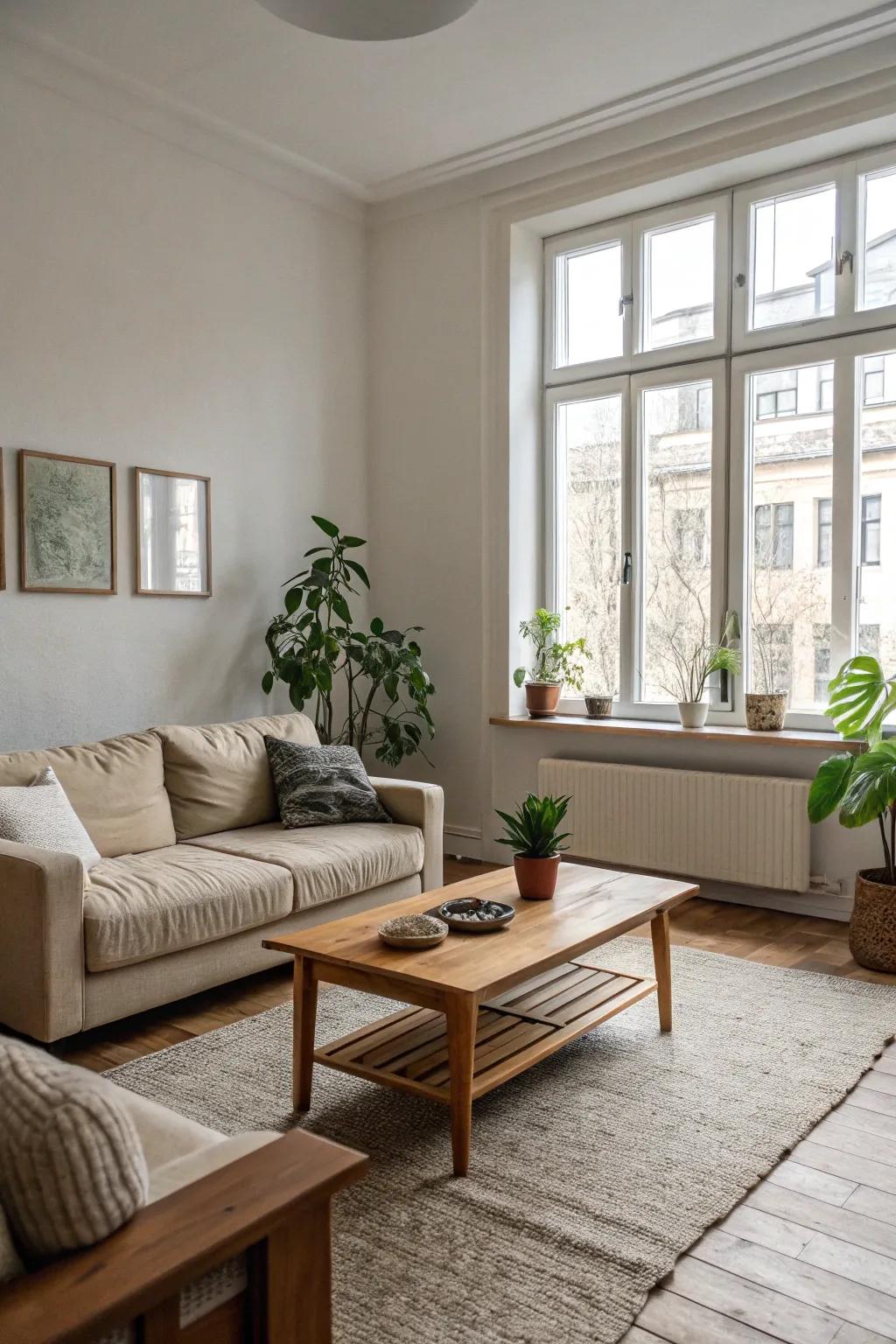 A simple design can bring tranquility to your living room.