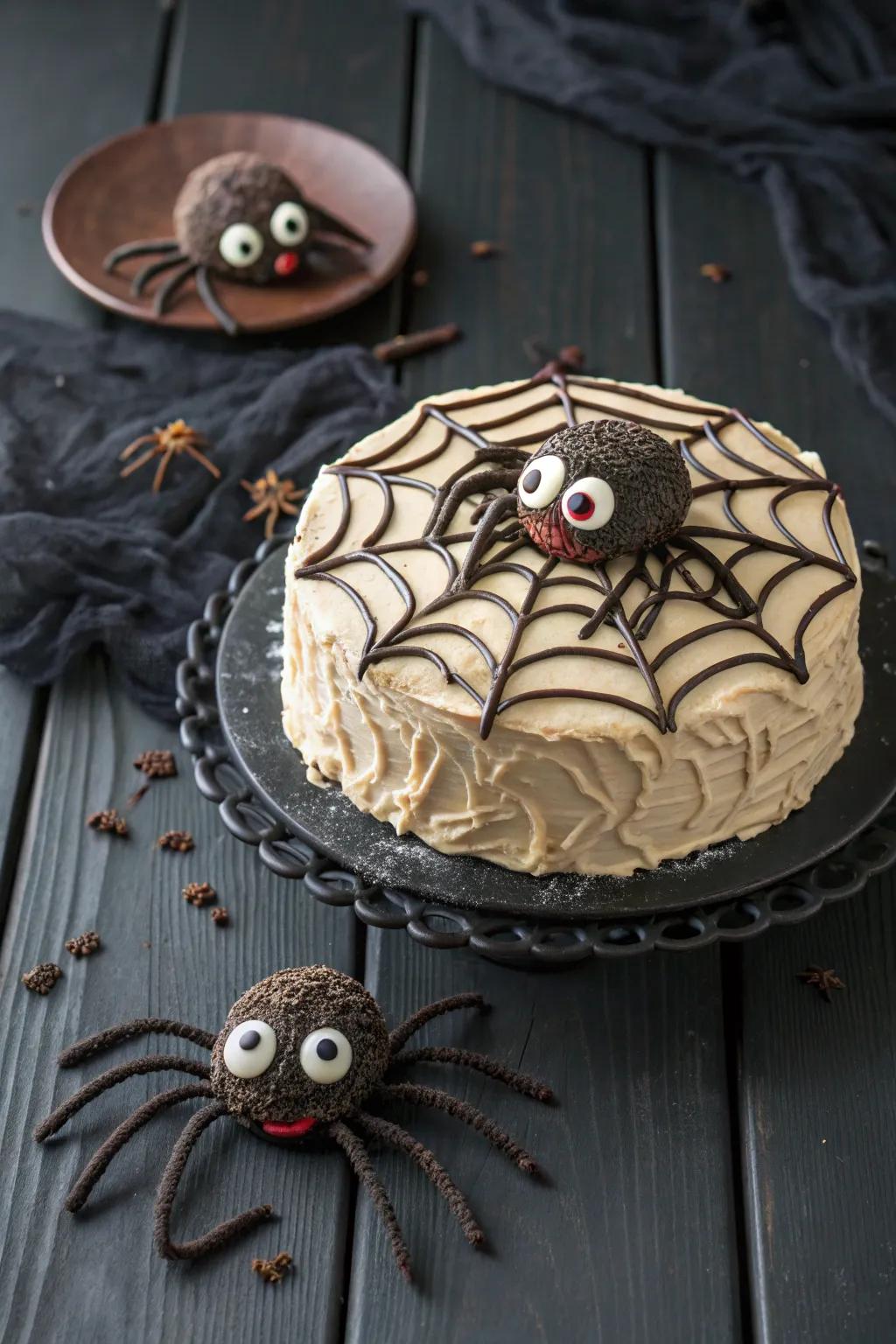 A 3D spider cake that's sure to impress.