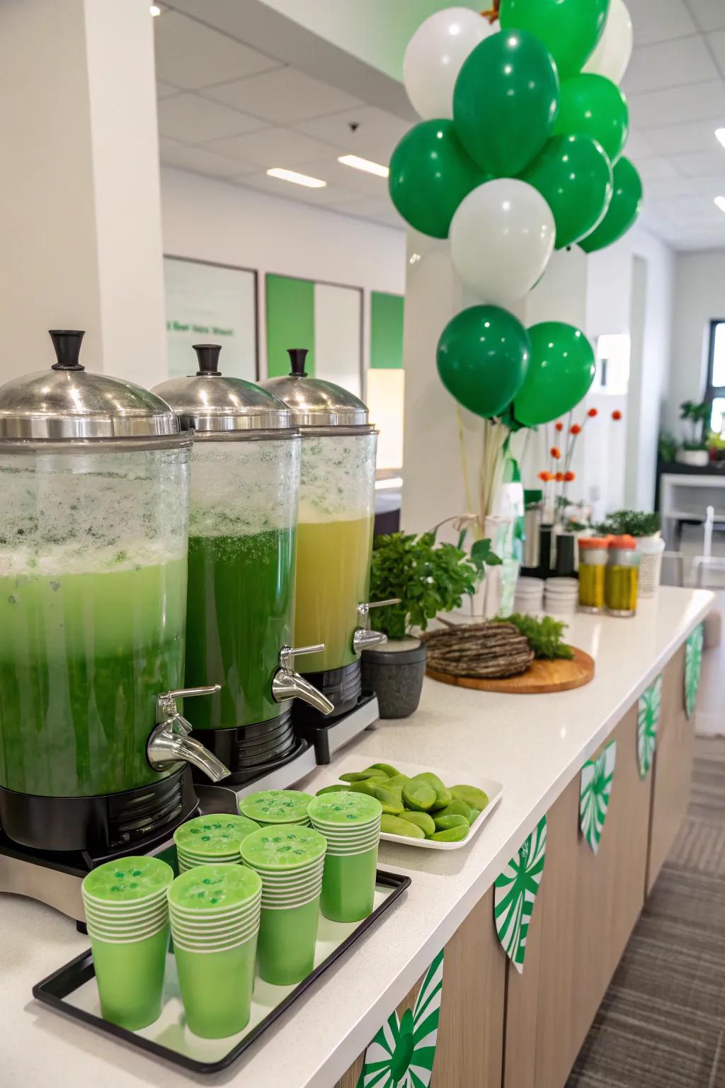 A refreshing green beverage station to kick off St. Patrick's Day.