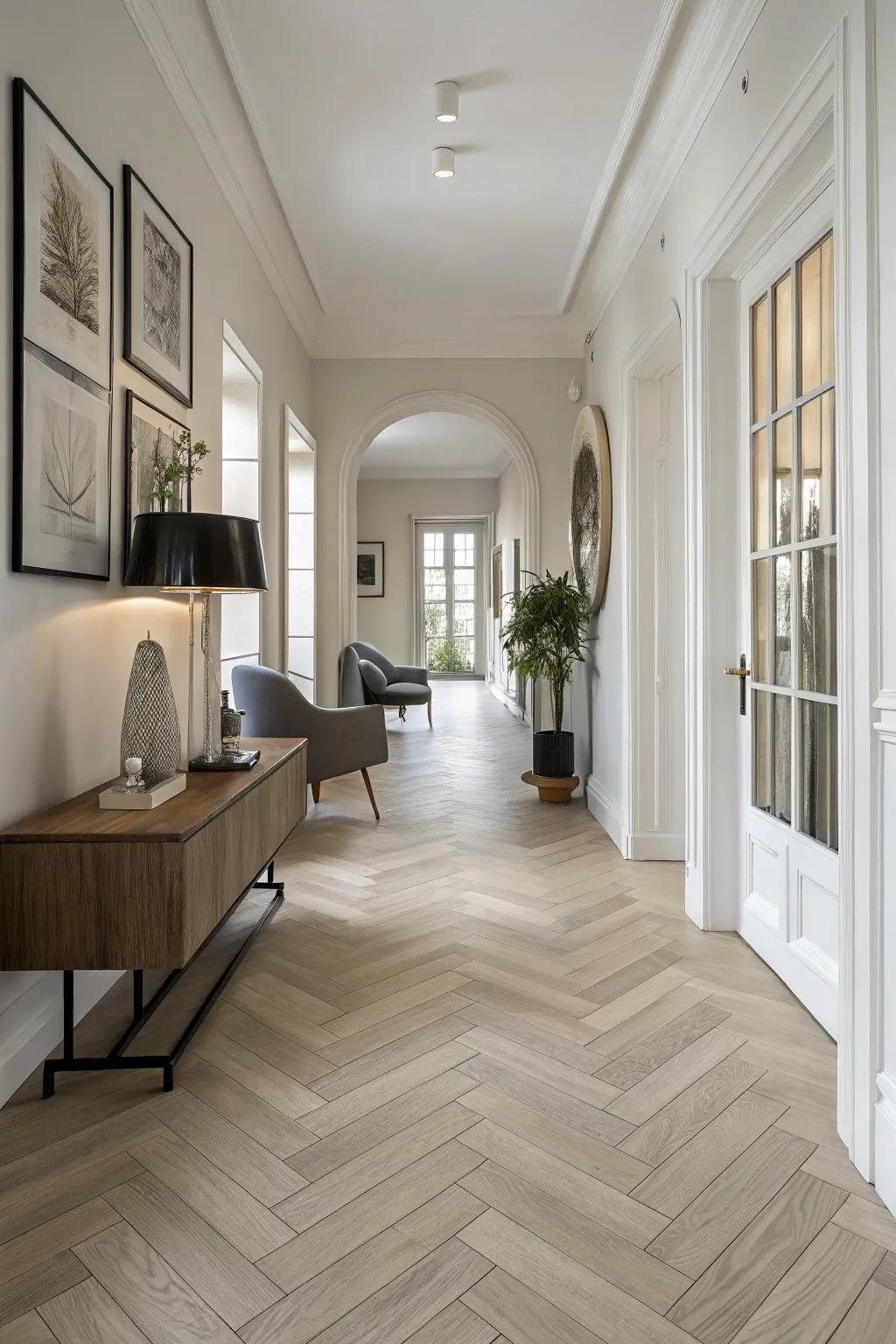 A timeless herringbone pattern elevates any space.