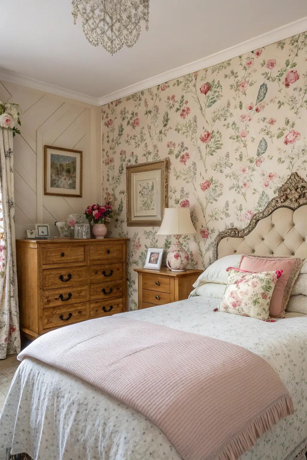Floral designs create beauty and love to any bedroom.