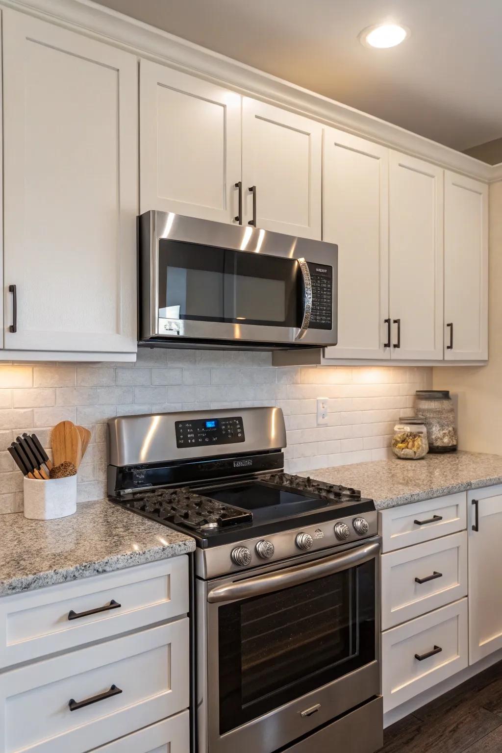 An over-the-range microwave setup that maximizes space.