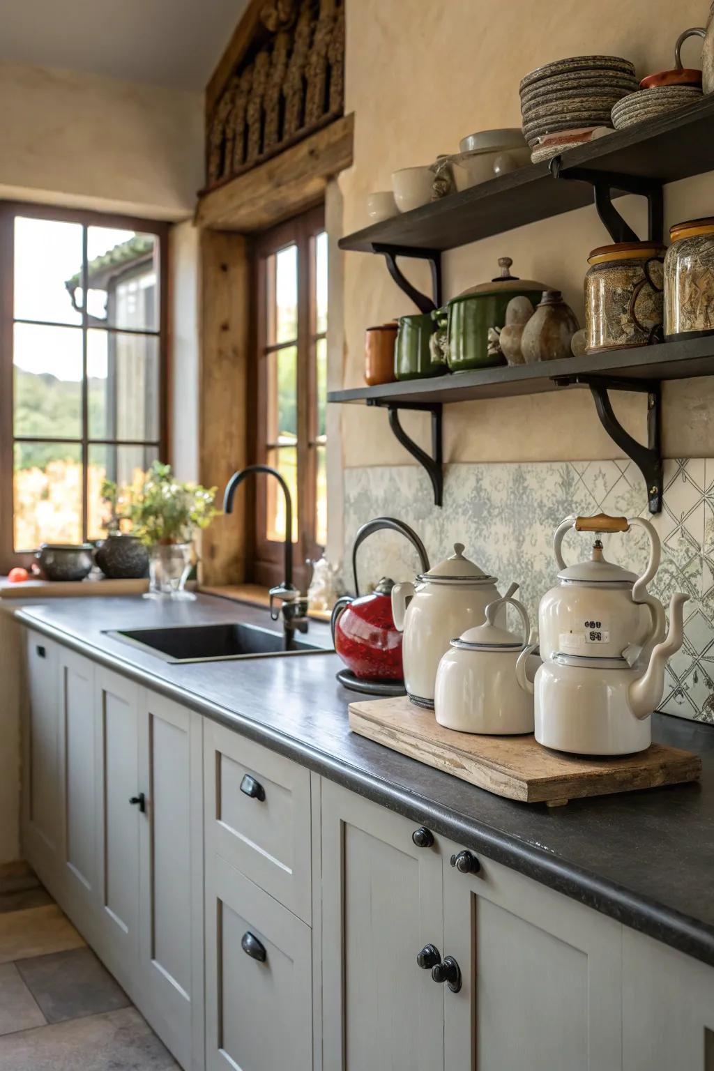 Eclectic decor creates a kitchen full of stories and character.