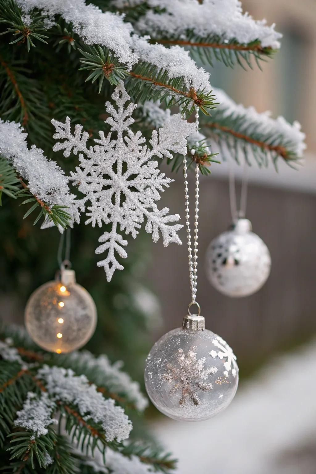 White ornaments add a touch of elegance to your Christmas tree.