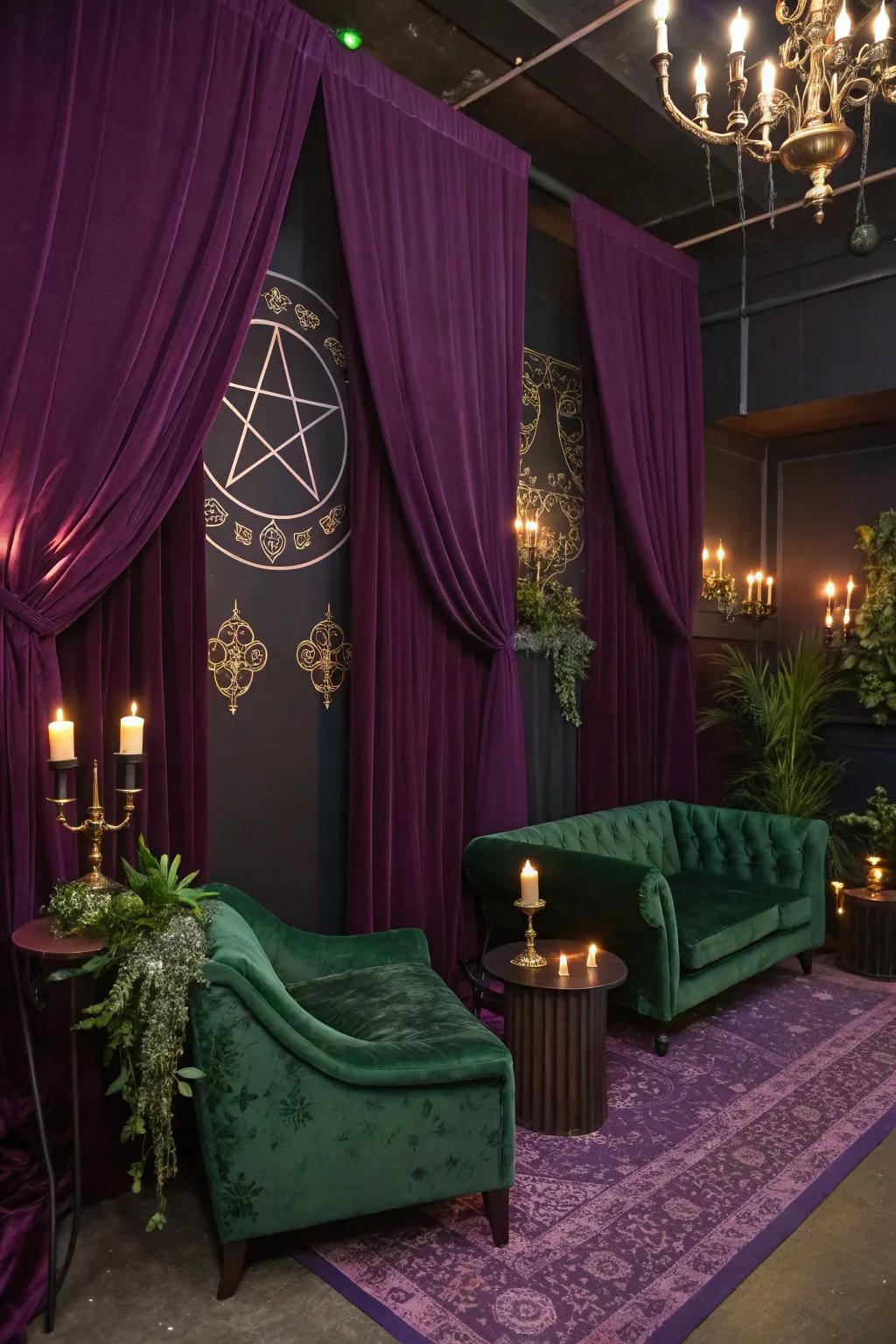 Dark and moody colors set the tone for a magical, witch-inspired space.