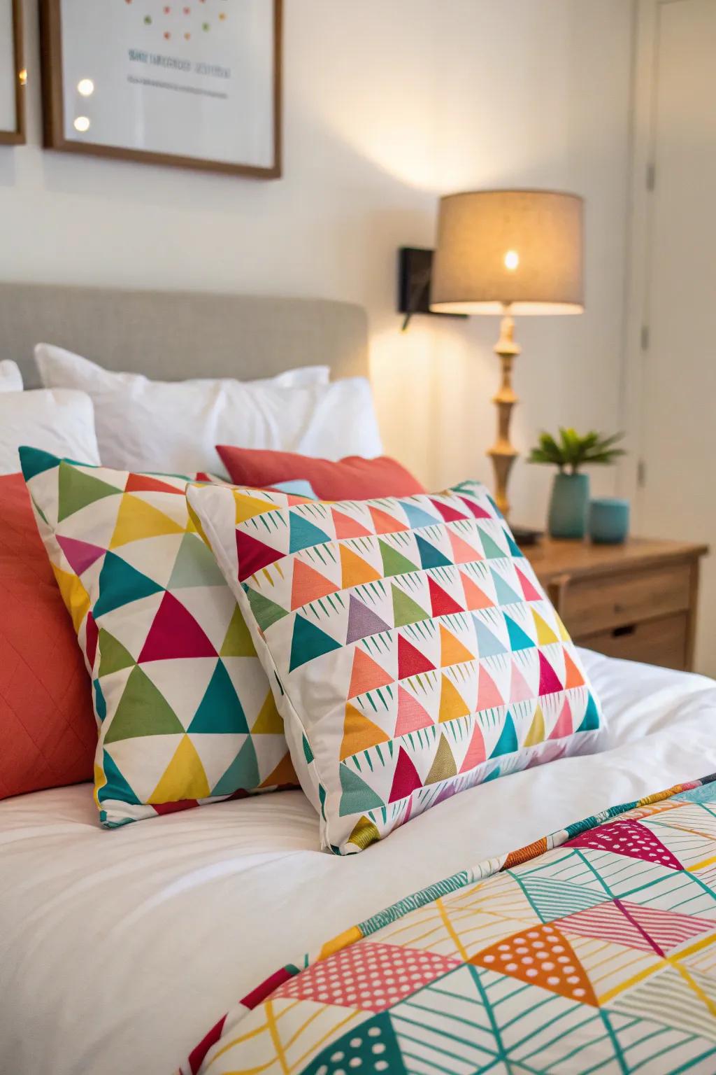 Geometric patterns bring a playful and modern energy to your space.