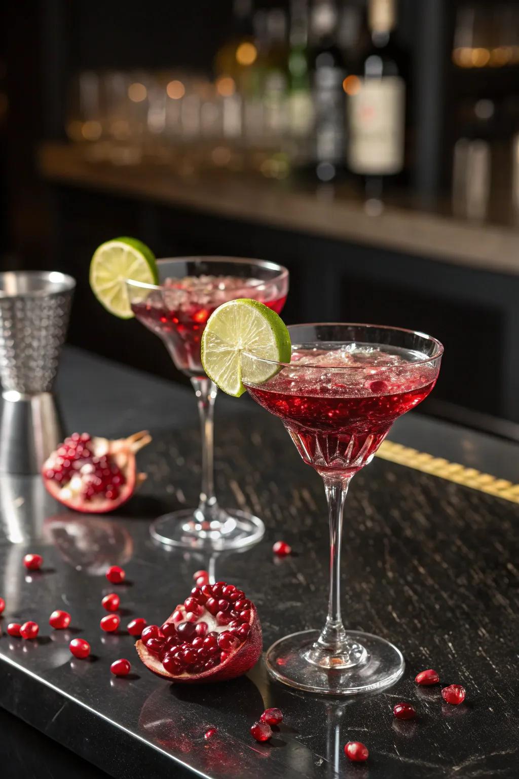 Sophisticated pomegranate juice cocktails perfect for a red-themed toast.