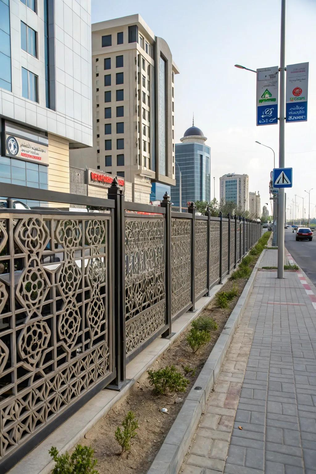 Geometric designs add a modern flair to fences.