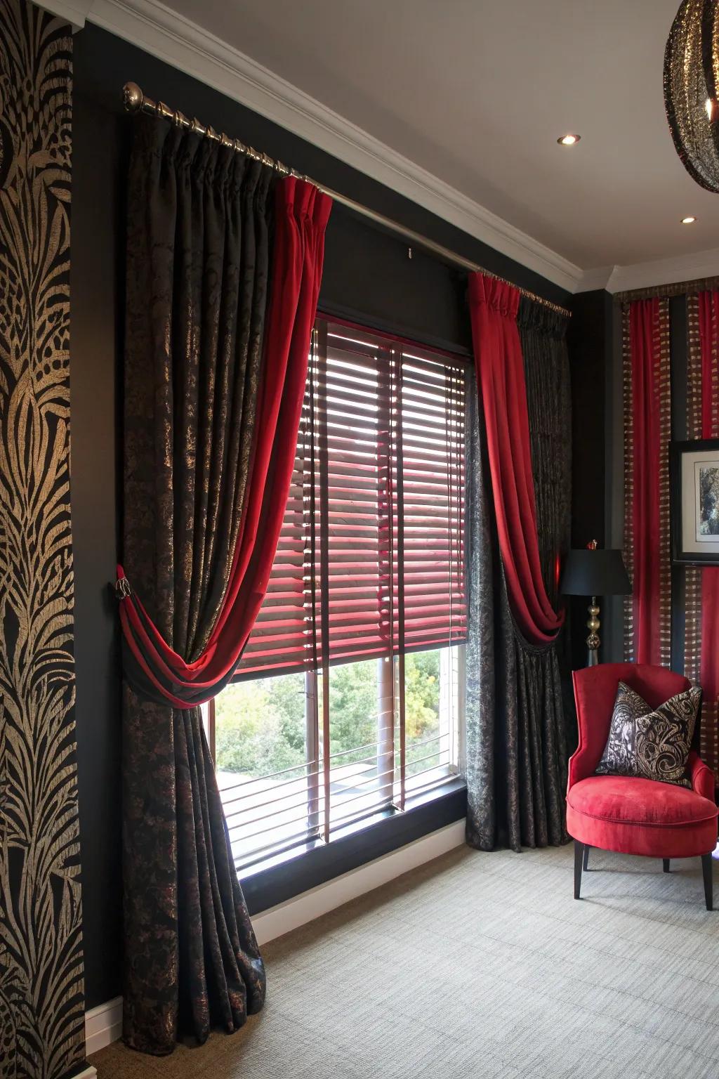 High contrast cultivates a theatrical and striking window styling.