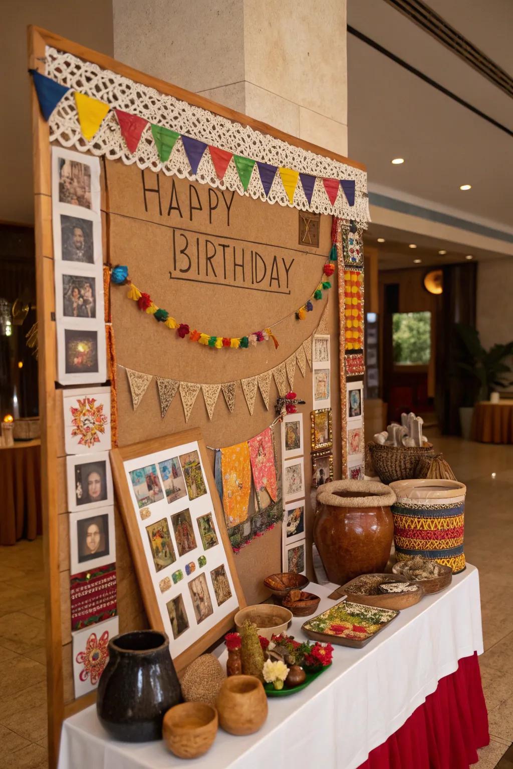 A meaningful cultural-themed birthday board celebrating diversity.